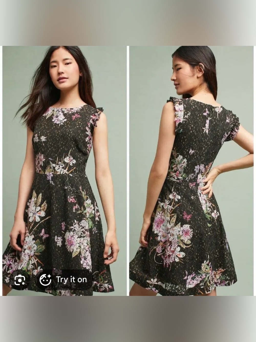 Anthropologie Eri & Ali Floral Lace Mini Dress